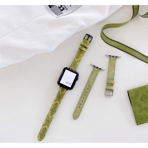 Women Green Leather Strap For Apple Watch Band 44mm 40mm 38mm 42mm Watchband For Applewatch Series 5 4 3 6 SE Small Waist
