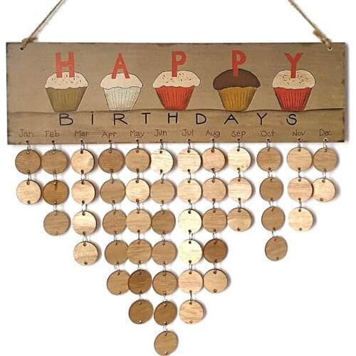 Chritsmas Birthday Special Days Reminder Board Home Hanging Decor Wooden Calendar Board Hanging Ornament New Year Decoration