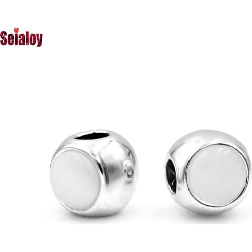 SEIALOY 2Pcs Silver Color Spherical Beaded Charm Fit Original Brands Bracelets Women Fine Beads Pendant Necklace Jewelry Gift