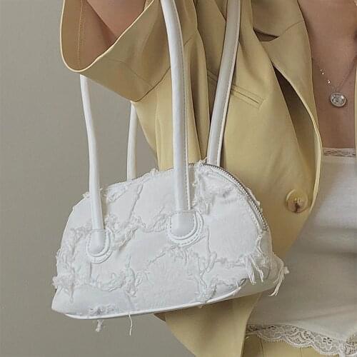 Womens Long Handle Shoulder Bag Fashion Designer Female Underarm Bags Elegant Ladies Tassel Handbags Clutch Purses White Bag