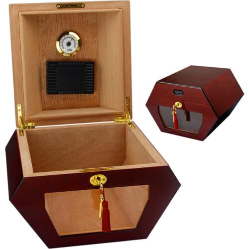 High-end Vintage Cigar Case Humidor Display Cabinet Cigar Box Hexagonal Cigar Moisture Box