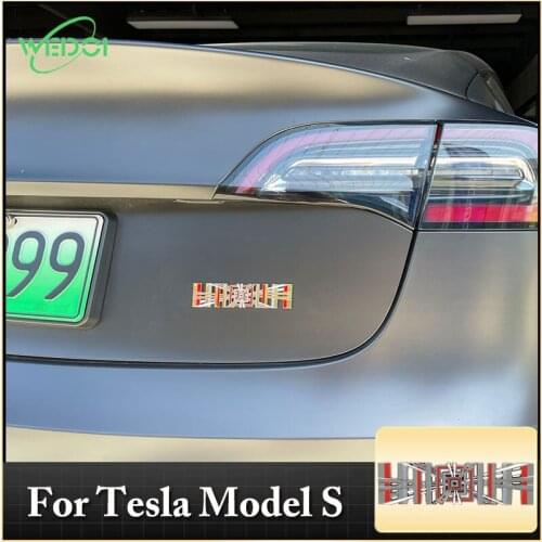 WEDOI New 3D Plaid Emblem For Tesla Model S Car Decals Logo Stickers For Tesla Accessories 1PCS/SET 2021
