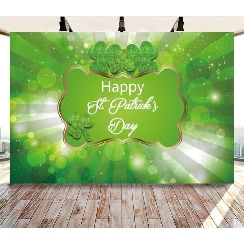 Green Light Polka Dots Bokeh Birthday Photography Backdrops Spring Leaf Decor Happy St. Patricks Day Backgrounds For Table