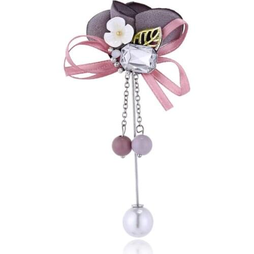 New Hot Flower Fabric Bow Pins Brooch For Women Fashion Jewelry Clothing Accessories Personality Enamel Pin AZ3