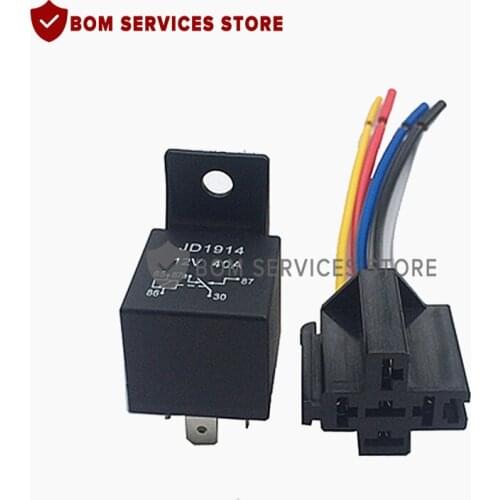 1 piece Waterproof Automotive Relay 12v 5pin 40a JD1914 12v 4pin With Black Red Copper Terminal Auto Relay With Relay Socket