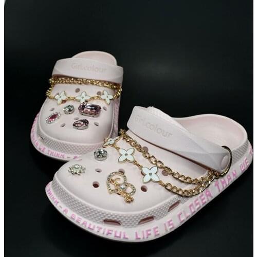 1 Pcs New Designer Chain Shoe Charms Croc Accessories Metal Charm Decoration for Croc Clog Shoes Pendant Buckle for Girl Gift