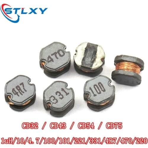 10pcs CD32/43 54 CD75 smd patch power inductor 10UH/4.7/100/101/221/331 470 220 winding inductor