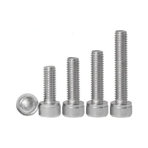 2pcs M4 Allen cylindrical head knurled screws hex socket cap headel screw left teeth bolts stainless steel bolt 6mm-30mm long
