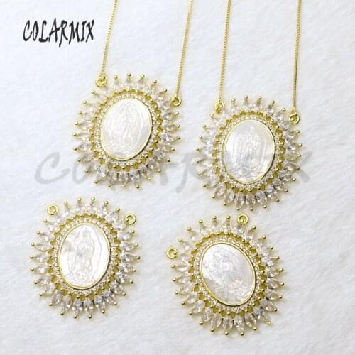 4 Pcs Virgin Mary medal crystal pendant &Shell pendant necklace jewelry gift for lady Wholesale jewelry 50109