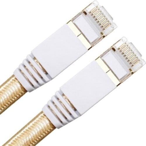 5m RJ45 Cable Cat 7 Grid Blue And White Gold Flat Ethernet RJ45 Network Patch Cable Cord Ethernet LAN Cable For Router PC