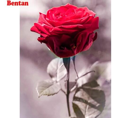 Full Diamond Mosaic 5D Diamond Painting Nordic red flower rose Cross Stitch kit Rhinestone Diamond Embroidery cross stitch decor