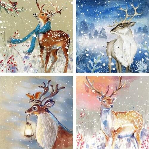 5D DIY Diamond Painting Christmas Deer in Snowy Weather Diamond Embroidery Snow Cross Stitch Animal Kit Home Decoration