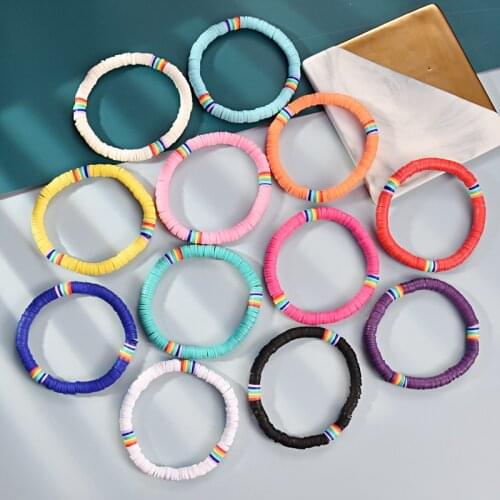 Sweet Soft Clay Colorful Bracelet for Women Girl Bohemia Elastic Rope Bracelet Beach Sea Bracelet Fashion Jewelry Party Gift New