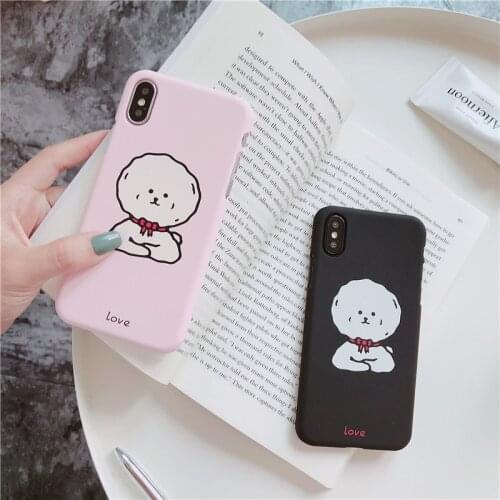Cartoon Poodle Dog Phone Case for IPhone 7 7plus Cute Animal Hard PC Back Cover for iPhone 6 6S 7 8 Plus X Cases Covers Fundas