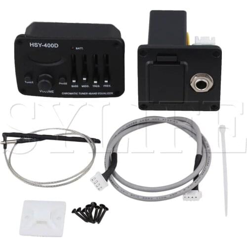 Black 4-Band Guitar Preamp Pickup HSY-400D LCD Display Acoustic Pickup