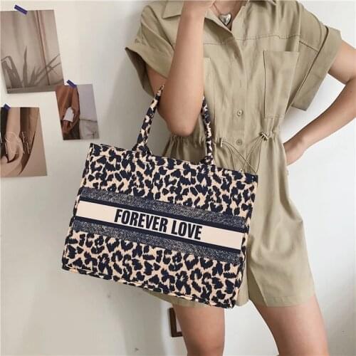 Denim Leopard Big Handbags for Women 2021 Designer Luxury Shopper Bag Female Fashion Lady Tote Bags with Short Handle