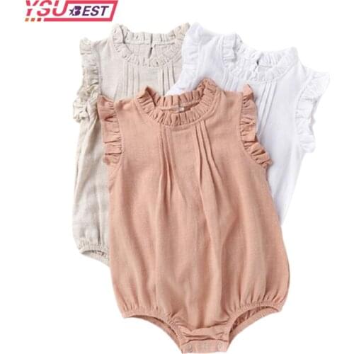 2021 Summer Baby Boys Girl Rompers Ruffle Baby Girl Sleeveless Pure Color Rompers Baby Boy Girl Newborn Rompers Clothes