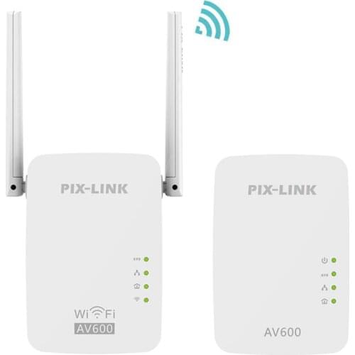 PIXLINK PL01 600Mbps Wireless Wifi Powerline adapter Router Extender KIT Network Power Line Ethernet Adapters Homeplug 1Pair