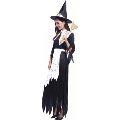 Halloween Adult Female Bloody Salem Witch Costume Horror Witch Set Halloween Masquerade Carnival Party Stage Performance Costume