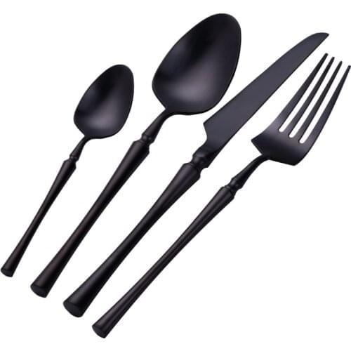 KuBac Hommi 18/10 Stainless Steel Western Matte Tableware Sets Black Cutlery Luxury Fork Teaspoon Knife Set Drop Shipping