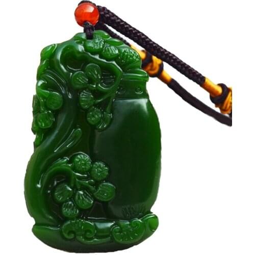 Green Nephrite Pendant Carved Vase Pendant Necklace Fashion Jades Pendants Jewelry women mom gift Free Rope