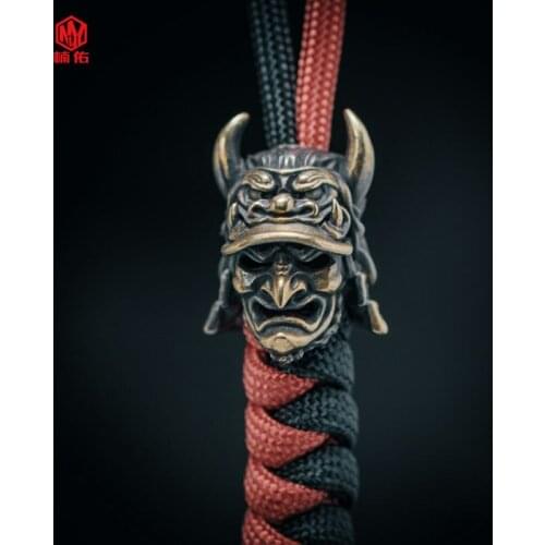 Brass Japanese Eagle Hook Nose Samurai Paracord Knife Bead Car Keychain Ornament Outdoor Tool Fitting