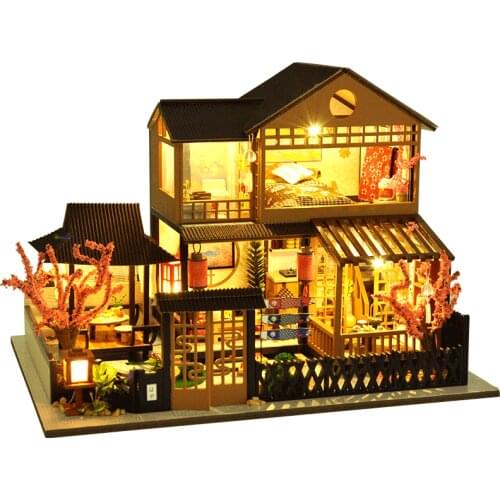 Kids Toys Diy Dollhouse Assemble Wooden Miniatures Doll House Furniture Miniature Dollhouse Puzzle Educational Toys For Children