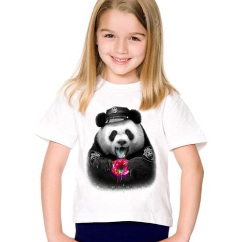Fashion Print Lollipops/Donut Police Panda Children T-shirts Kids Summer Funny Tee shirt Boys/Girls Casual Baby Clothing