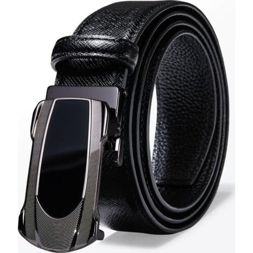 Fashion Aolly Belt Men Top Quality Genuine Luxury Leather Belt For Men Black Strap Male Metal Automatic Buckle Barry.Wang