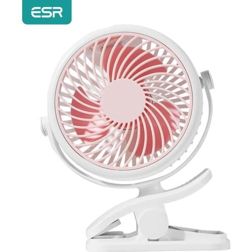 ESR USB Desk Fan Desktop 2000mAh Rechargeable Cooling Mini Desk Fan 360 Degree Rotation Adjustable Clip-on Fan Baby Stroller
