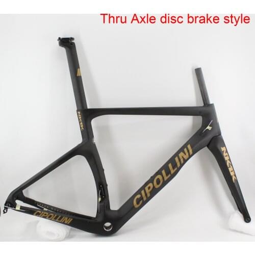 Newest 700C Racing Road bike matt 3K full carbon fibre bicycle thru axle disc brake frame fork+seatpost+headsets gold Free ship