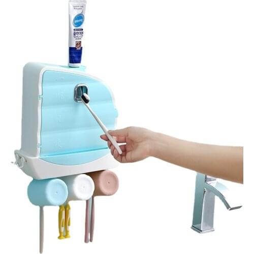 Wholesale Multi function Bathroom Toothbrush Holder with Storage Box Plastic Tooth Brushing rack