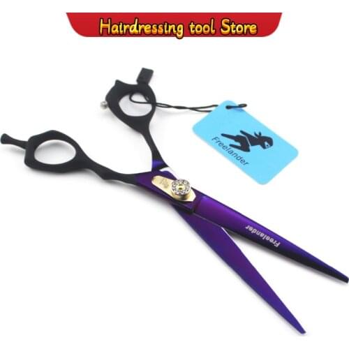 7.0 inch Freelander black handle purple hairdressing scissors unique hairdressing scissors fashion styling tools