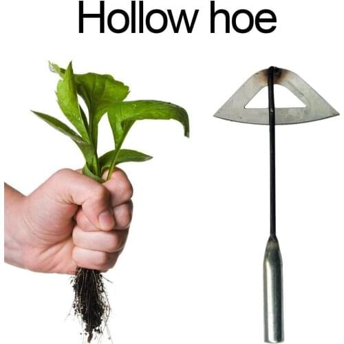 Full manganese steel gardening hand-held hollow small hoe for weeding and gardening All-steel Hardened Hollow Hoe Dropshipping