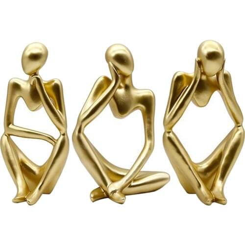 Hollow Human Body Art Resin Sculpture, 3D Thinker Statue Abstract Wisdom Ornament Figurine Home Desktop Decor (Resin Made)