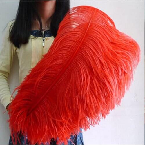 Sale 10pc quality light red ostrich feathers, 26-28inches / 65-70cm, DIY wedding decorations
