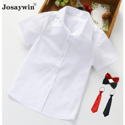 Shirts Kids Boys Girls Solid with Tie Teenager Shirts Kids Tops Tee Shirts Casual Blouse School Clothes Uniform for Children