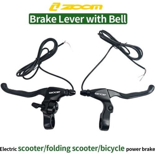 ZOOM Bicycle Brake Lever With Bell For Electric Scooter E-bike Power Off Handle Caliper Electric Bike Brake Handle Ring