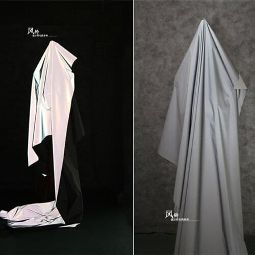 Silver Reflective Fabric Laser Cloth Stage Background Decor Bags DIY Crafts Jacket Dress Holographic Designer Fabric
