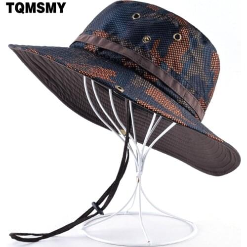 TQMSMY Camouflage hat men Outdoor Fishing cap Wide Brim Anti-UV caps for women sun hats Summer Quick dry mesh hat gorro bone