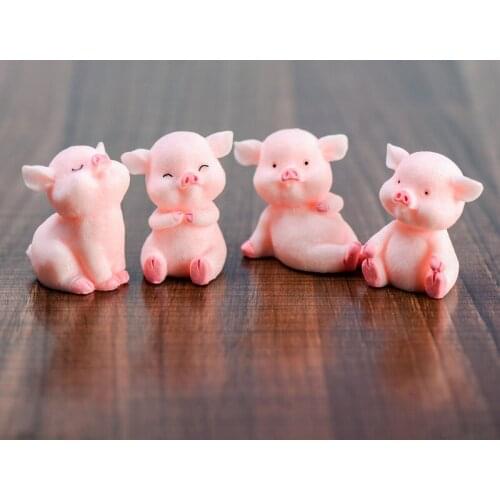 Cute Pink Pigs China Korean Model Statue Figurine Crafts Figure Ornament Miniatures Girl Home Room Decoration
