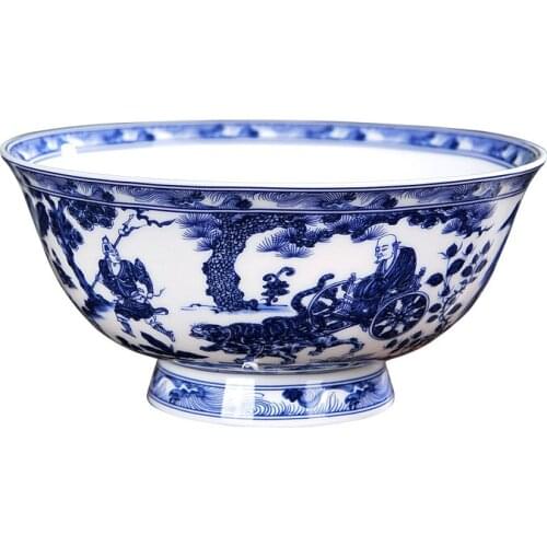 Blue and White Porcelain Bowl Chinese Style Household Bone China Rice Bowl Noodle Bowl Featured Antique Bowl Tall Bowl Single
