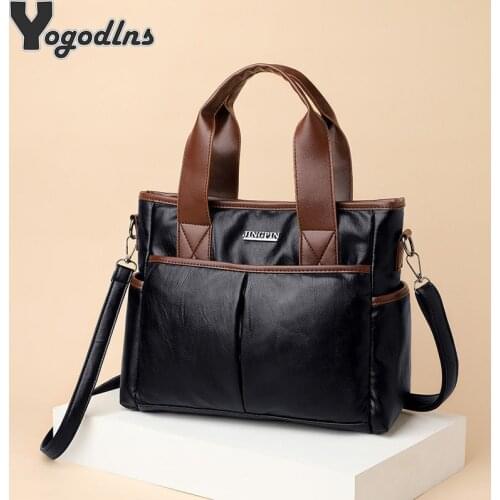 Fashion PU Leather Handbags for Women Luxury Multiple pockets Designer Large Capacity Tote Bag Casual Crossbody Shoulder Bag Sac