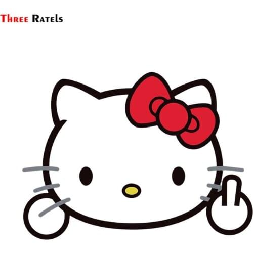 Three Ratels FC369 Cute Cat KITTY Middle Figure Cartoon 3D Stickers For Car Skate Decal