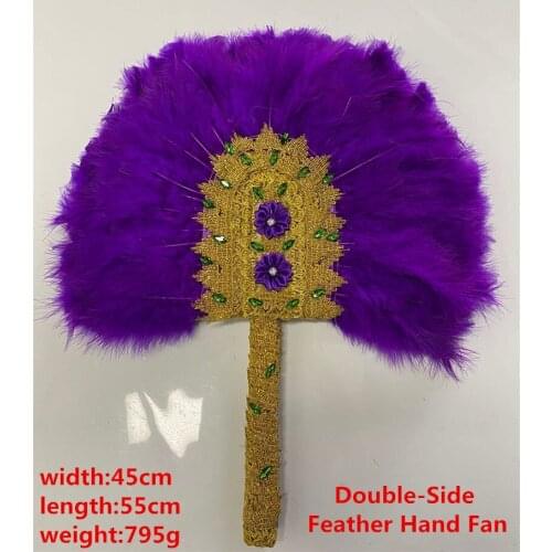 3D Flower Feather Hand Fan Handmade Luxurious African Lace Feather Fans for Wedding Party Gift Dropshipping Wedding Decoration