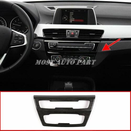 ABS Black Ash Wood Grain Interior Central Console A/C Air Conditioning Frame Trim For BMW X1 F48 2016-2019 X2 F47 2018-2019