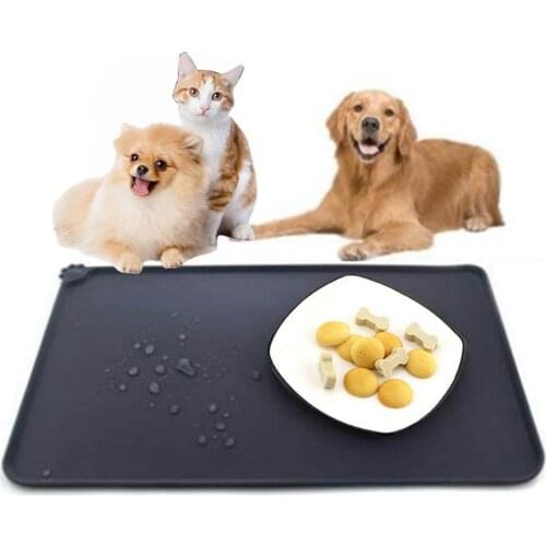 Waterproof Pet Mat For Dog Cat Solid Color Silicone Pet Food Pad Pet Bowl Drinking Mat Dog Feeding Placemat