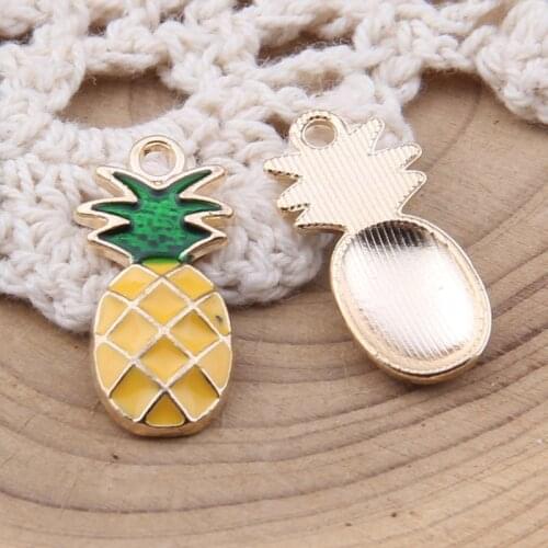 Yage 25*10mm 100pcs alloy fruit pineapple charms,colorful enamel charms for charms bracelet