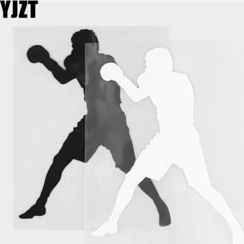 YJZT 13.8×17.4CM Creative Vinyl Decal Car Sticker Boxer Pattern Body Glass Decoration Black/Silver 20A-0433
