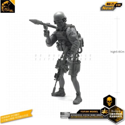 Yufan Model 1/35 Figure Model kit Resin Soldier Model With Rpg Rocket Launch For Modern American Commando Team Nai-27